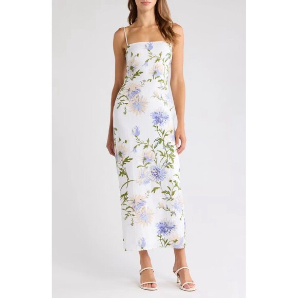 Reformation Dresses & Skirts - Reformation White Floral Maxi Dress with Blue and Green Print